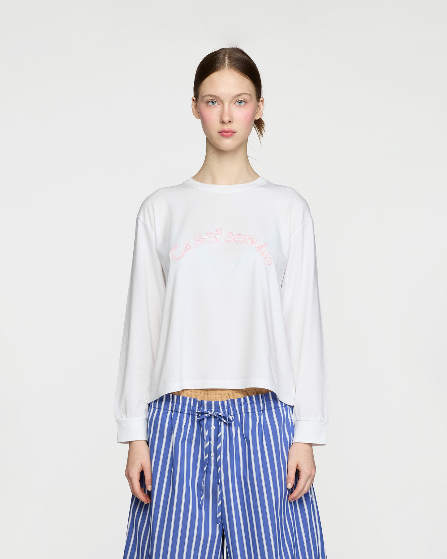 CASAa SERVICE PINK EMBROIDERY TOP