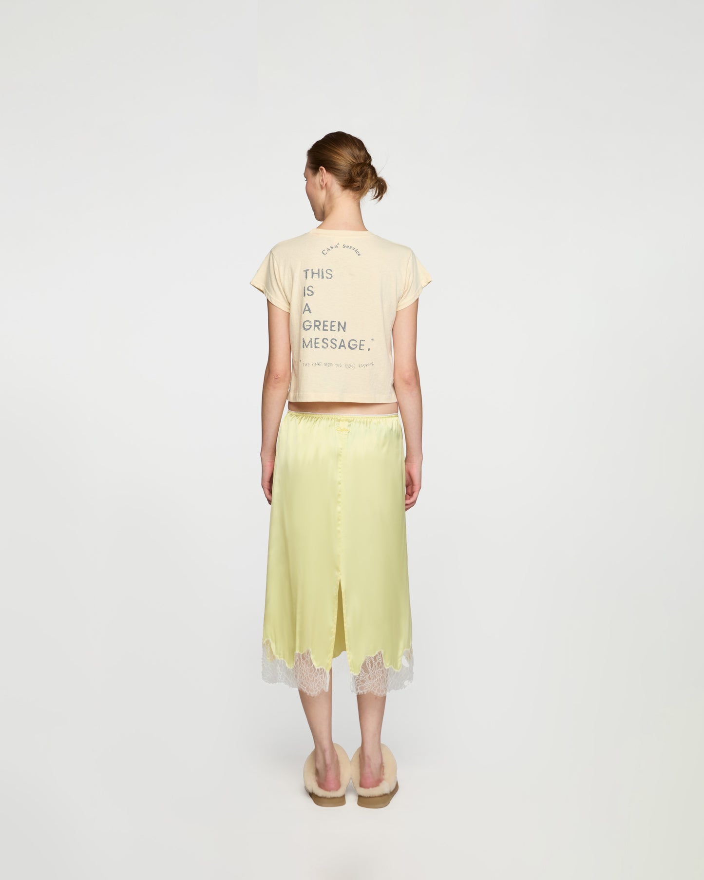 SATIN MIDI SKIRT (YELLOW)