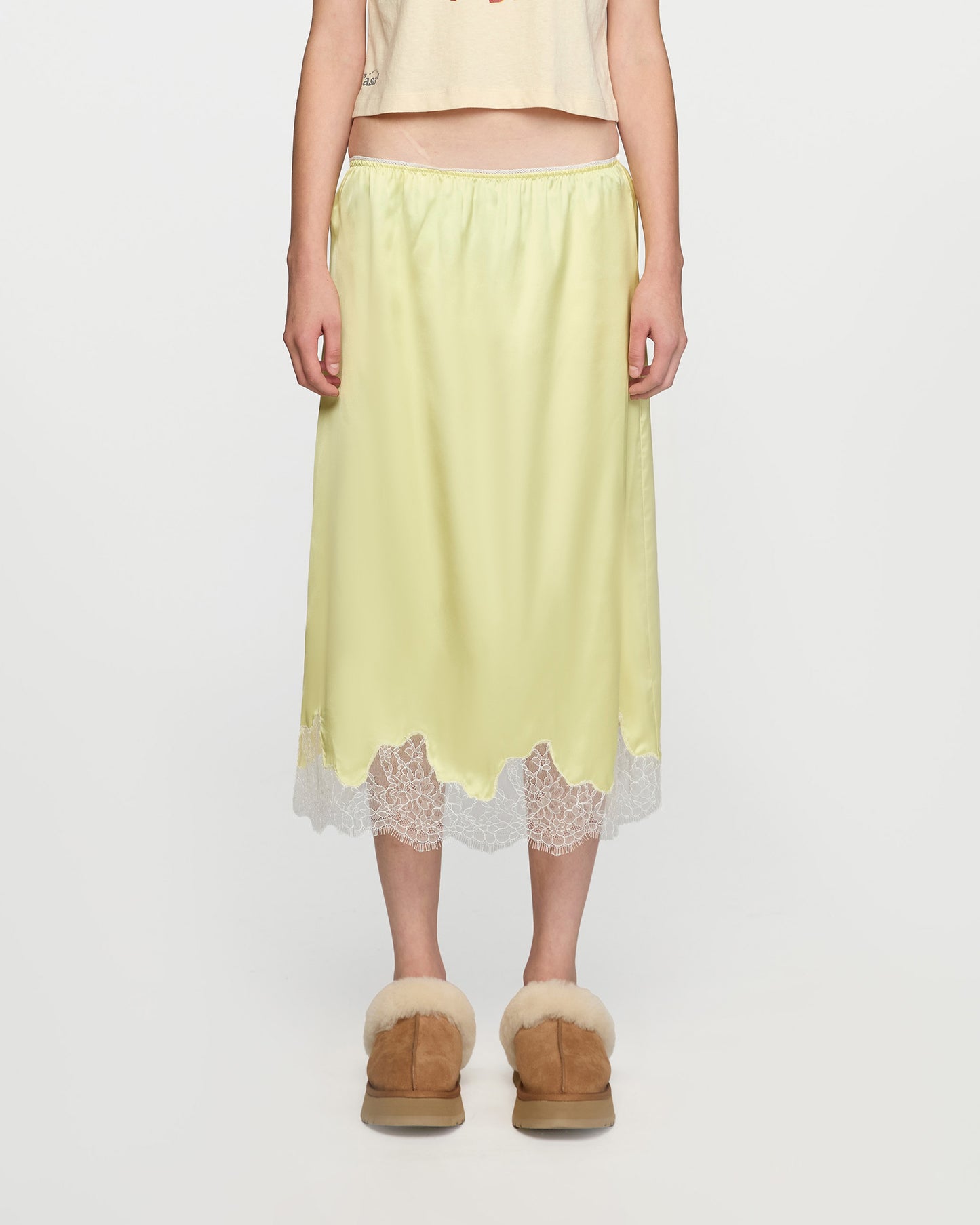 SATIN MIDI SKIRT (YELLOW)