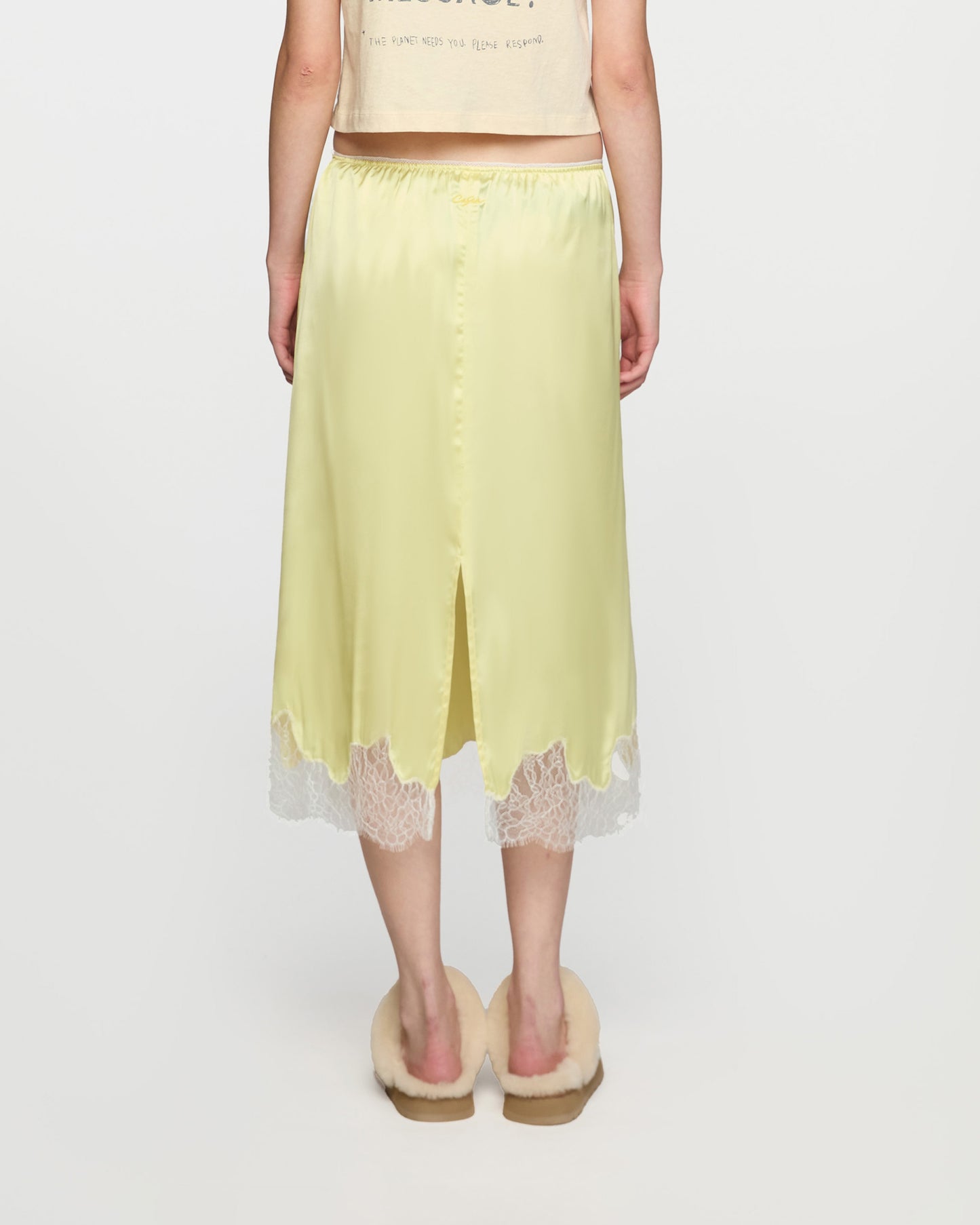 SATIN MIDI SKIRT (YELLOW)